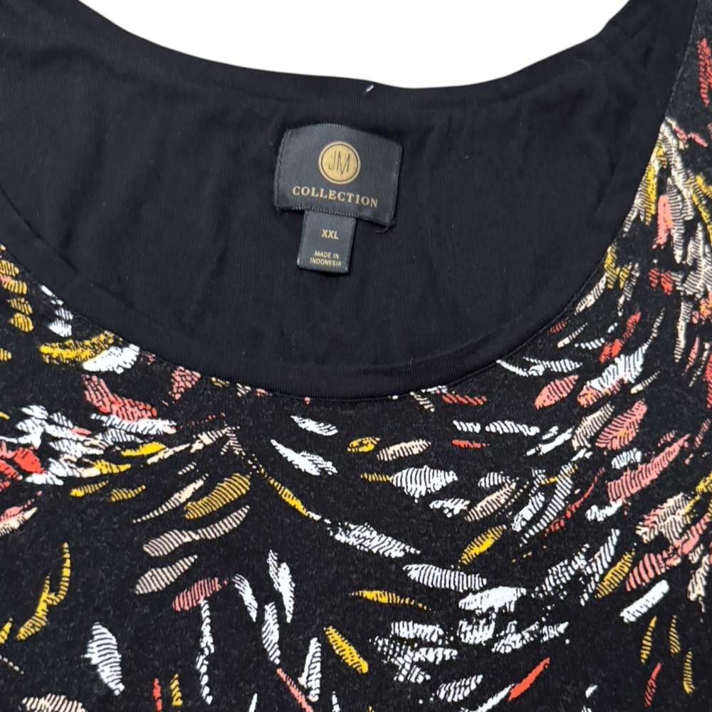 JM Collection Black Tunic with Multi-Color Brushstroke Floral Print Size XXL - Picture 8 of 13
